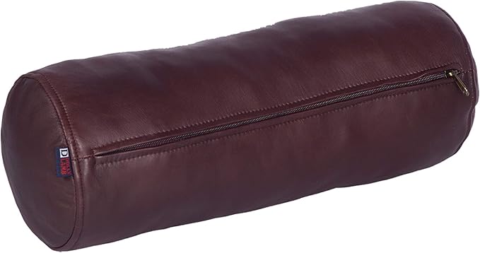 Neck Roll Pillow Cushion Cover, 14x6 Inch Full Moon Round Bolster Pillow Case, Cylinder Soft Lambskin Leather Pillowcase for Head, Spine & Neck Support During Sleep - Dark Maroon Pack of 1