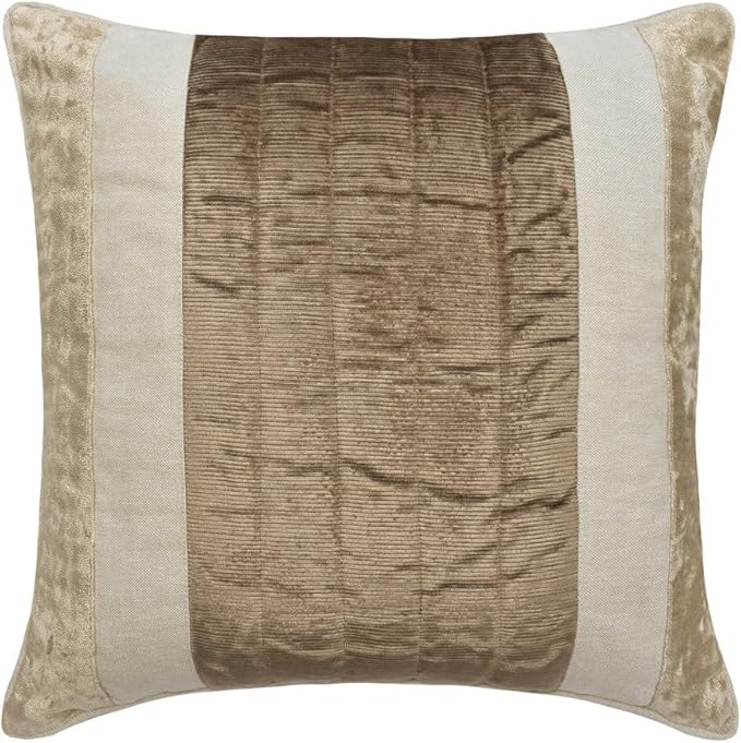 The HomeCentric King/Queen/Twin Beige Luxury King 90"x18" Bed Runner with One Pillow Cover, Velvet & Patchwork Bed Scarf on Velvet Fabric - Luxe Velvet Lines