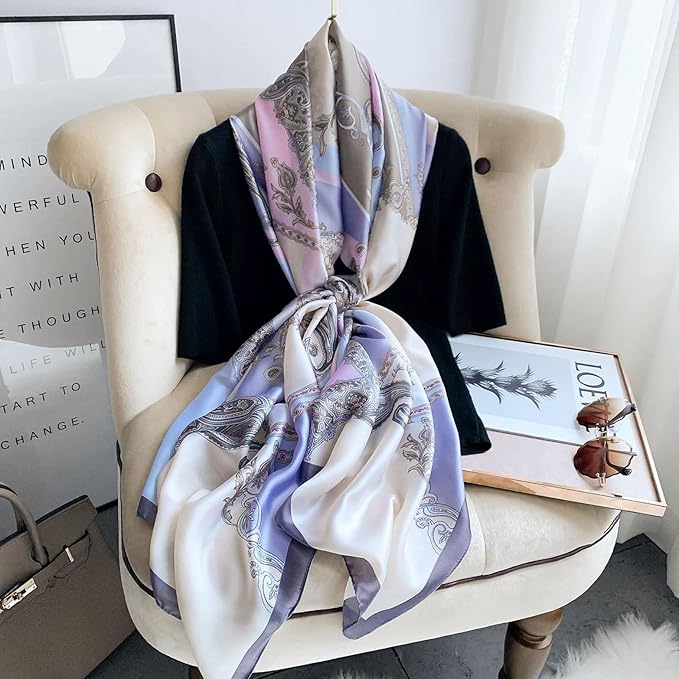 Fashion Scarves Scarf 100% Silk Feeling Scarf Silk Like Scarves Long Lightweight Sunscreen Shawls for Women
