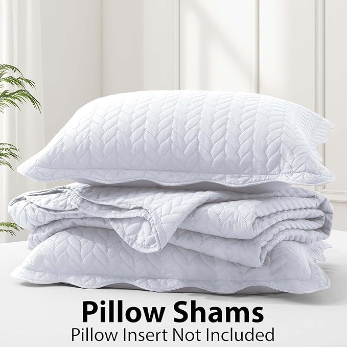 IR Imperial Rooms Twin Quilt Bedding Set Size (68” x 86”) + 1 Pillow Shams (20” x 26” + 2”) - 2 Pcs All Season Lightweight Reversible Microfiber Coverlet Embossed Quilt Bedspread (White)