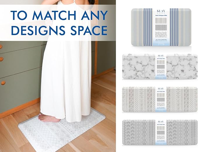 Klay Home Kitchen mats for Floor Anti Fatigue, 3/4" Thick 100% PU Memory Foam Kitchen mat, Padded Kitchen mat, Cushion Kitchen Sink Rug - Waterproof - Non-Slip - Well-Made (Small 20" x 32", Boho)