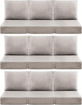 Luxury 6" Outdoor Cushions for Patio Furniture, 24x24x6" Thick Seat Cushion Set of 9, Fade Resistant Couch Chair Replacement Cushions High Density Deep Wicker Chair Cushion w/ Removable Cover, Beige
