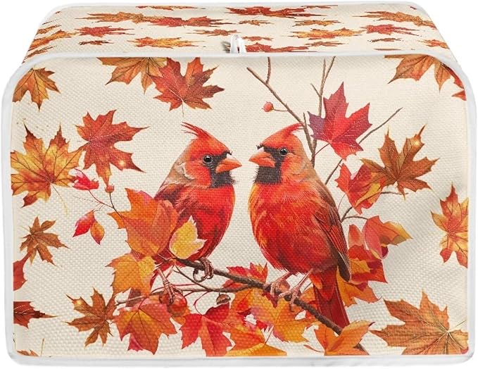 Cardinal Printed 4 Slice Kitchen Machine Covers, Maple Leaves Print Toaster Cover Fits Most Standard Toaster, Small Kitchen Appliance, Bread Maker Protector