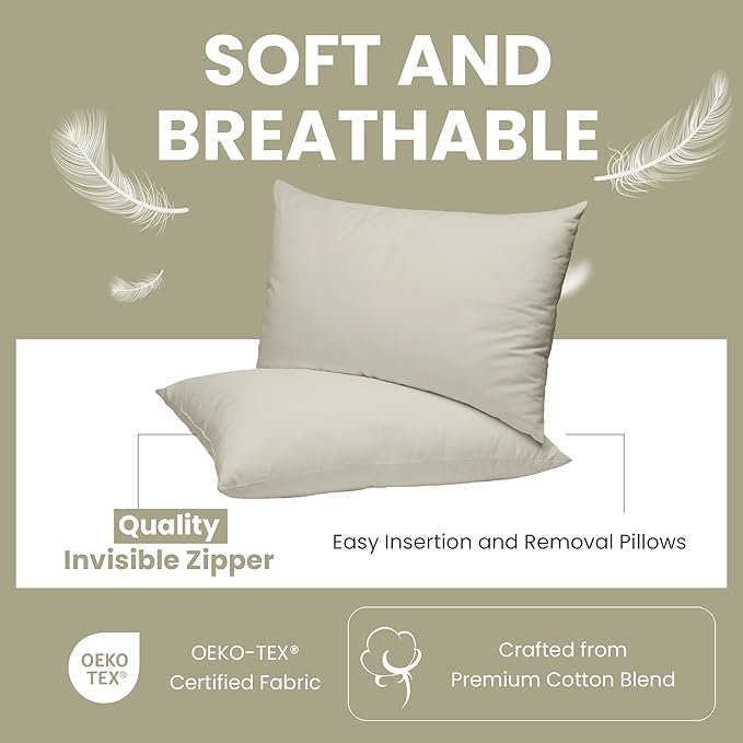 Haven & Glow Decorative Throw Pillow Cover – Square Cushion Case with Zipper | Modern Sofa, Couch & Bed Accent Pillow Covers for Living Room, Bedroom & Home Decor | 20 x 18 inches – Silver Blue – 2 Pc
