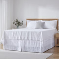 Simple&Opulence Premium Linen Bed Skirt Basic Style 18 inch Tailored Drop Dust Proof Easy Fit Breathable (18'' Basic-White, King)