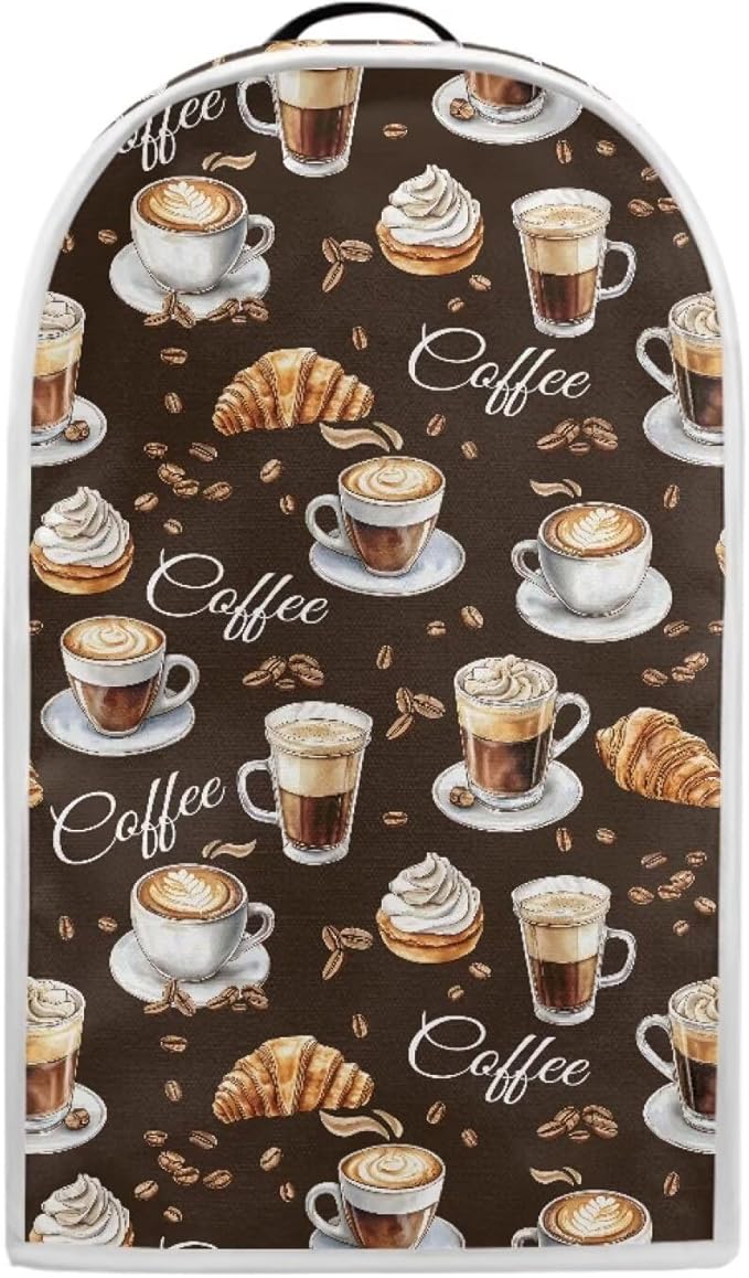 Coffee Bread Print Blender Dust Cover for Stand Mixer or Coffee Maker Appliance Anti Fingerprint Polyester Dust Proof Stain Resistant Blender Cover for Home Kitchen