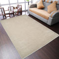Hand Knotted Loom Wool ECO-Friendly Area Rugs - 6'7''x9'10'', Rectangle, Beige Color, Solid Plain Design, High Pile Thick Handmade Anti Skid Rugs for Living Room (L00111)