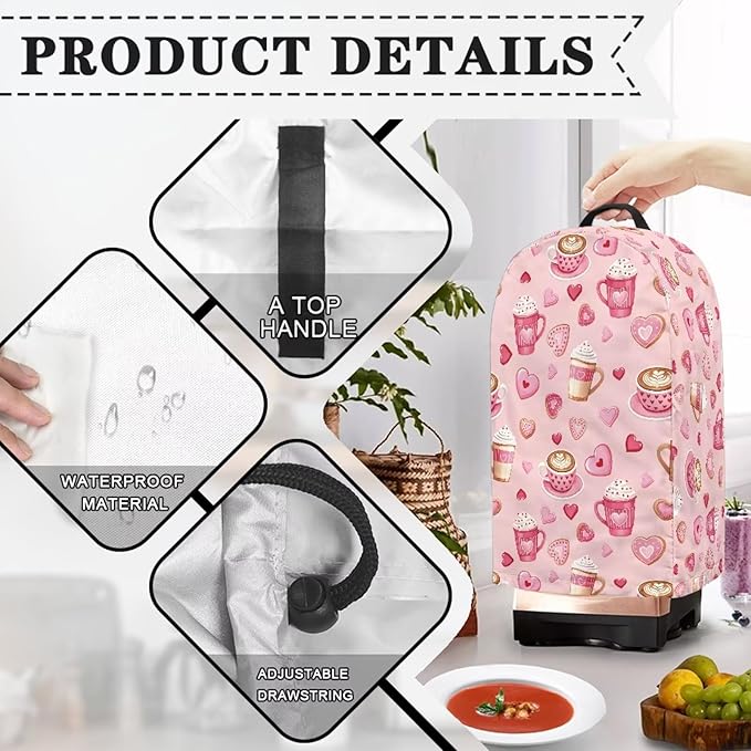 Valentine's Day Coffee Machine Dust Cover Appliance Dust Covers Anti Fingerprint Dust Proof Blender Cover for Home Kitchen Blender Juicer Dust Cover