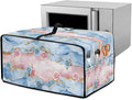 Rose Marble Texture Print Microwave Oven Grill Cover Protector Polyester-Linen Fabric Microwave Oven Dust Cover with Storage Bags Case Protections for Toaster Oven, S