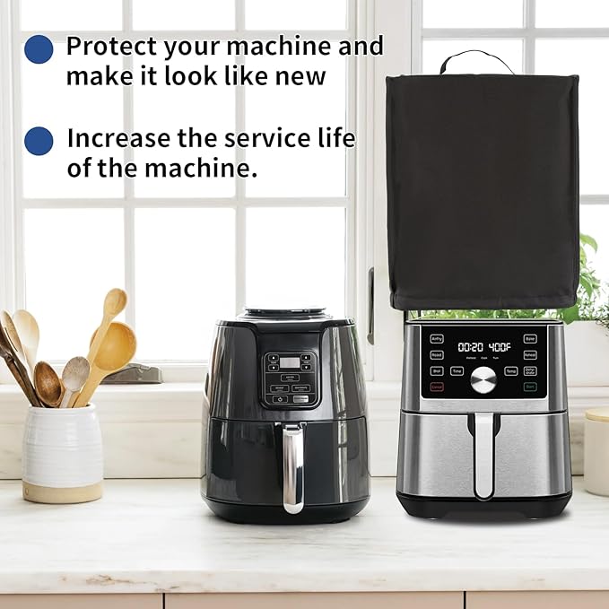 Black Air Fryer Cover for Kitchen Counter,Heavy Duty Heat-Resistant Dust Cover for Ninja AF101 Air Fryer 4 Quart/Instant Vortex Plus 6QT XL Air Fryer Ninja