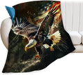 American Eagle Bald Eagle Throw Blanket and Decor With American Flag Design for All Ages - Soft Warm Cozy Fleece for Couch, Sofa, Bed 60"x50"