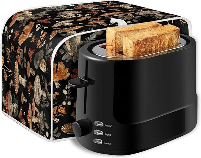 Mushroom Printed 2 Slice Kitchen Machine Covers, Dustproof Toaster Cover Fits Most Standard Toaster, Small Kitchen Appliance, Bread Maker Protector
