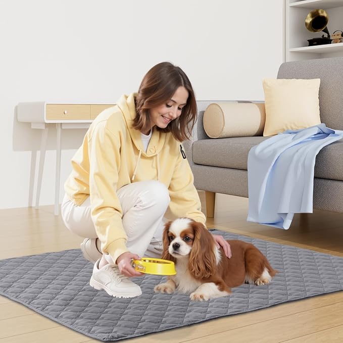Smiry Waterproof Dog Bed Cover Blanket, Soft Reversible Pet Blanket, Washable Leakproof Cats Dogs Couch Cover for Sofa, Couch, Furniture, Plaid (82x82 Inch, Grey/Dark Grey)