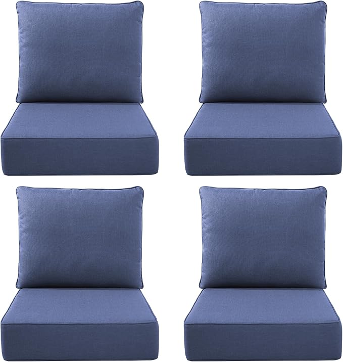Luxury Outdoor Seat Cushion Set-22 x 24 x 6 Inch Outdoor Chair Cushions with Water Resistant & Removable Cover Outdoor Cushions for Patio Furniture Chair Sofa Couch