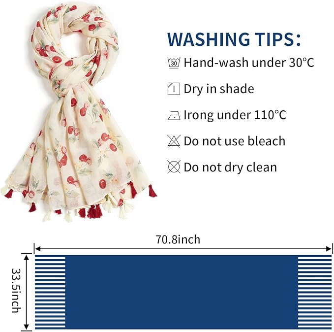 Scarf for Women Lightweight Soft Floral Leopard Printed Scarves Fall Winter Fashion Shawl Wrap with Fringe