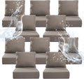 6" Thicker Outdoor Chair Cushion 10 Sets - 24" *24" *6" Waterproof Patio Furniture Cushions with Removable Cover, 28D High Density Sponge Filling Thicken Outdoor Patio Cushions - Grey