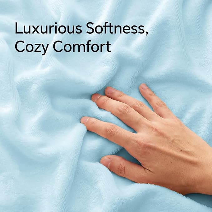 BEDELITE Flannel Pillowcases Standard Set of 2, Super Soft Fleece Pillow Case Cover with Zipper for Bedroom, Sofa, Couch,Luxury Cozy Fuzzy Velvet Pillow Shams for All Seasons(20x26 Inches, Blue)