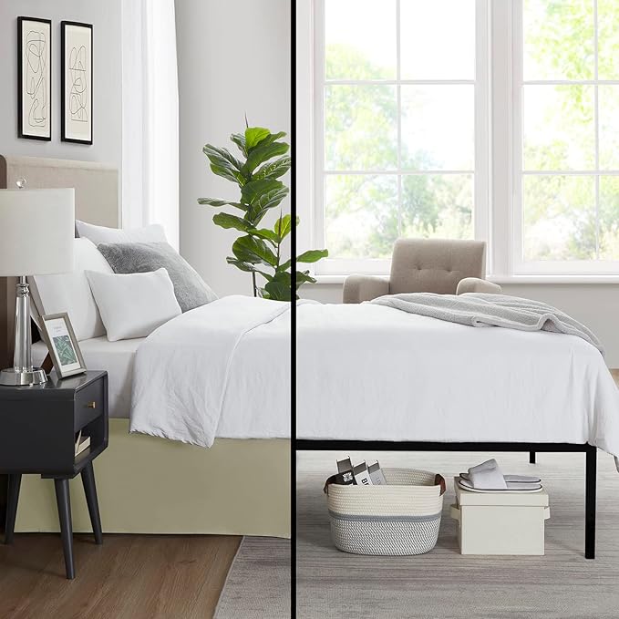 Nestl Green Bed Skirt King Size - King Bed Skirt 14 Inch Drop - Brushed Microfiber Bed Skirts - Hotel Quality Pleated Bed Skirt - Shrinkage & Fade Resistant
