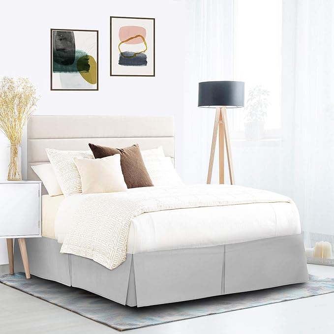 Nestl Silver Full XL Bed Skirt - Full XL Size Bed Skirt 14 Inch Drop - Brushed Microfiber Bed Skirts - Hotel Quality Pleated Bed Skirt - Shrinkage & Fade Resistant