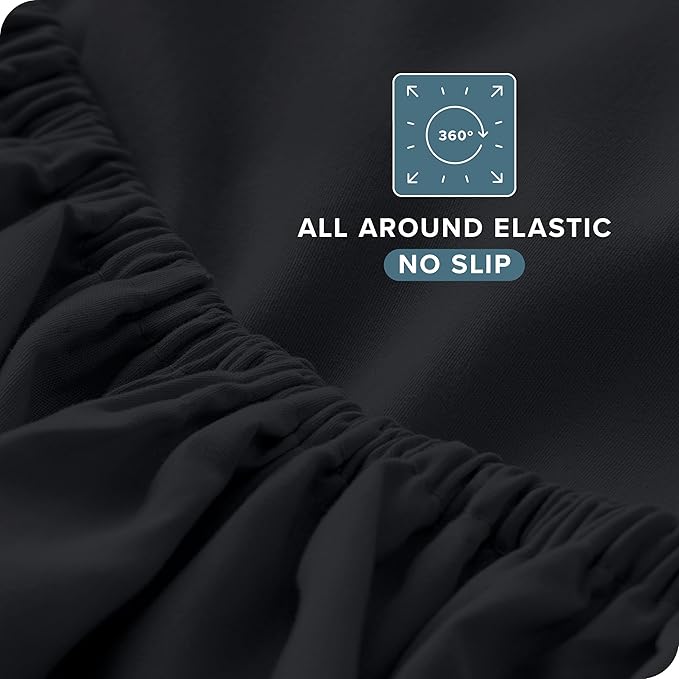 Bare Home Split Head Flex King Sheet Set - 1800 Ultra-Soft Microfiber Bed Sheets - Double Brushed - Deep Pockets - Easy Fit - 4 Piece Set - FlexTop King Bedding Sheets (Split Head Flex King, Black)