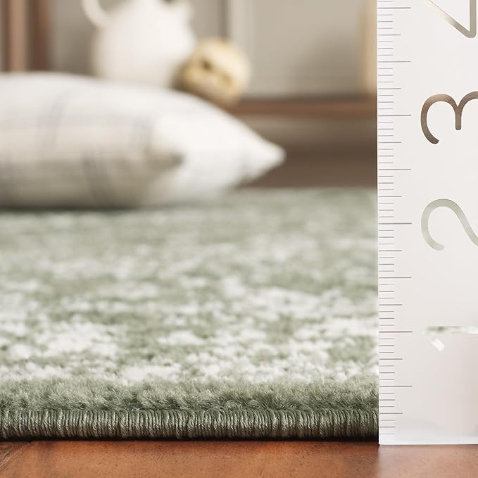 SAFAVIEH Adirondack Collection Area Rug - 6' Round, Dark Green & Ivory, Distressed Vintage Floral Design, Non-Shedding & Easy to Clean, Ideal for Living Room, Bedroom, Dining Space (ADR109Y)
