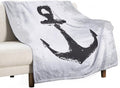 Nautical Anchor Blanket Modern Abstract Light Grey Black Anchor Art Print Soft Cozy Lightweight Throw Blanket for Women Men Bedroom Living Room Dorm Chair Sofa Travel 40x50in