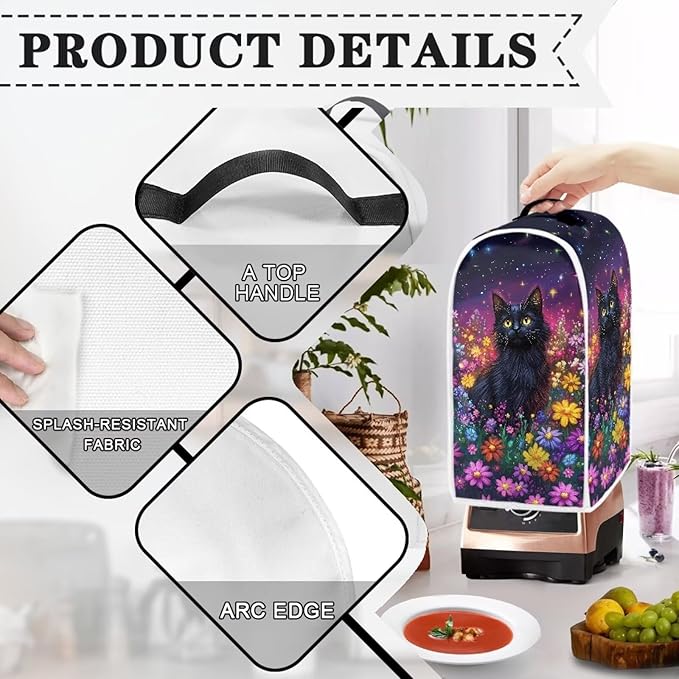 Talayituse Galaxy Cat Daisy Print Blender Dust Cover, Fingerprint Protection Cover for Stand Mixer or Coffee Machine, Home Kitchen Appliance Covers for Stain Dust Resistant Supplies
