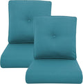 Outdoor Wicker Chair Cushions 2 Packs - Outside High Back Thick Water-Resistant Cushion 22x24 with Zipper Cover for Patio Glider Rocking Chairs Loveseat Couch – Peacock Green/Buckle