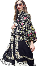 DANA XU 100% Merino Wool Extra Large Pashmina Blanket Travel Scarf Cashmere Wrap for Women Fall Winter Oversize Shawl Floral