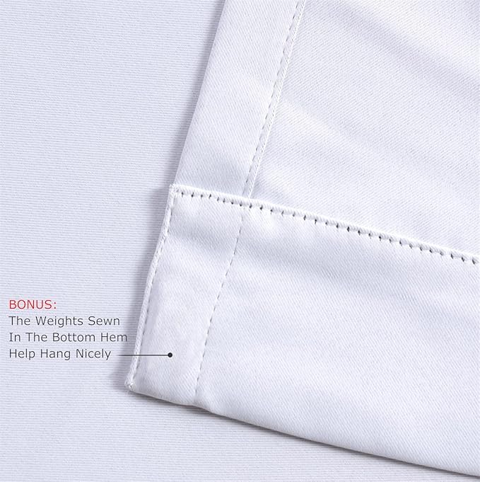 MIUCO Room Darkening Thermal Insulated Grommet Window Blackout Curtains Panels for Bedroom 1 Pair 52x95 Inch Greyish White, Bonus 2 Tie Backs Included