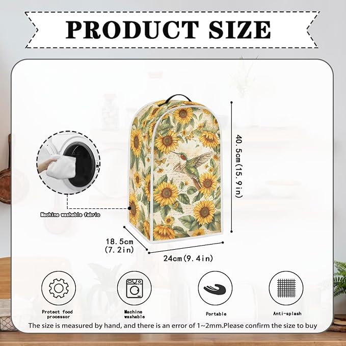Birds Sunflower Print Blender Dust Cover, Stand Mixer or Coffee Maker Appliance Cover, Anti Fingerprint Polyester Dust Proof Stain Resistant Blender Cover for Home Kitchen