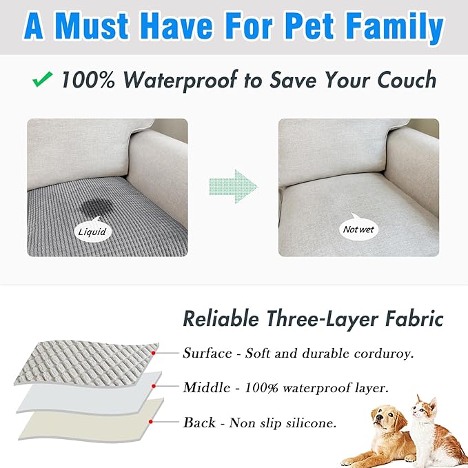 Couch Arm Covers, Sofa Arm Covers, Waterproof Armrest Cover for Sofa, Armchair, Loveseat, Headrest Cover, Non-Slip Recliner Arm Cover, Arm Chair Covers Set of 2 (Gray, 19"×19")