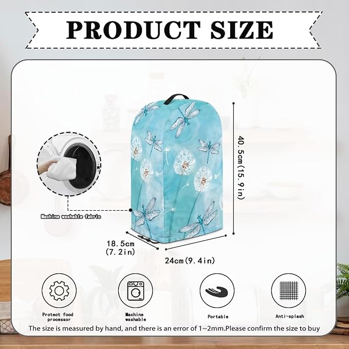 Blue Dandelion Flower Drawstring Blender Dust Cover for Kitchen Small Appliance, Anti Fingerprint Oil-proof Dust Proof Stand Mixer Cover Juicer Cover Soy Milk Machine Covers for Women Gift