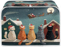 Christmas Cat Printed Toaster Oven Cover for Home 4 Slice Toaster Cover Dirt and Fingerprint Protection Decorative Kitchen Accessories, Blue