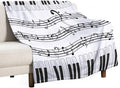 Music Blanket Black White Piano Keys Music Note Modern Abstract Art Print Soft Cozy Lightweight Throw Blanket for Women Men Bedroom Living Room Dorm Chair Sofa Travel 40x50in