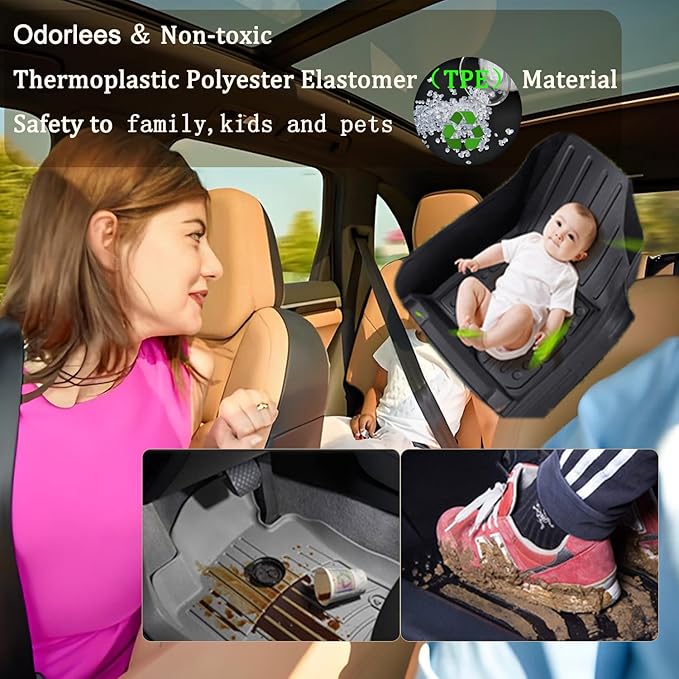 TPE Floor Mats Compatible with KIA Sportage Gas 2023-2026 Models，All Weather Protection 3D Waterproof Durable Anti-Slip TPE Floor Liners 1st ＆ 2nd Row Custom-fit Set Accessories （Non Hybrid Non PHEV）