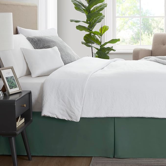 Nestl Forest Green Full Bed Skirt - Full Size Bed Skirt 14 Inch Drop - Brushed Microfiber Bed Skirts - Hotel Quality Pleated Bed Skirt - Shrinkage & Fade Resistant