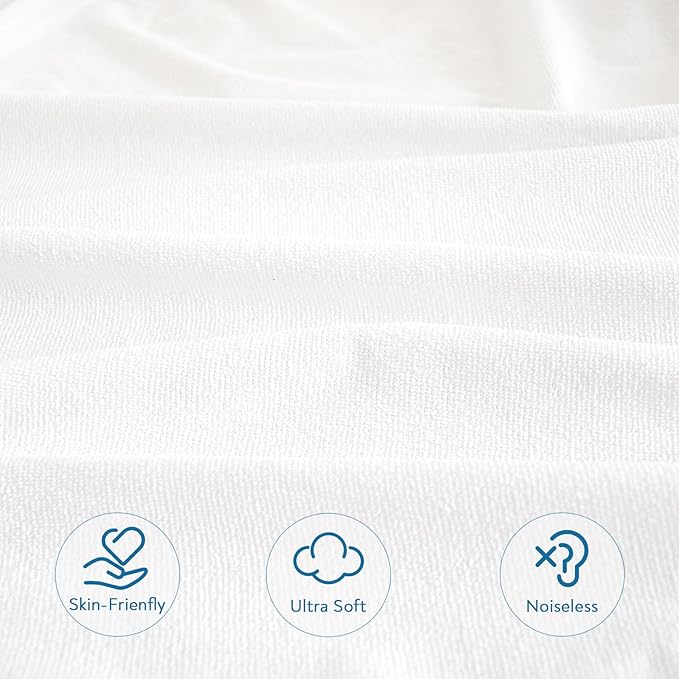 Crib Mattress Protector Waterproof 2 Pack Crib Sheets Fitted Mattress Pad Cover Soft Terry Breathable Fit for Toddler Bed up - 8" Machine Washable