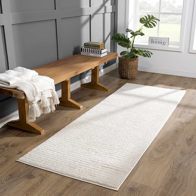 Hauteloom Keita Living Room, Bedroom Area Rug - Contemporary - High Pile - Bone - 7'10" x 10'