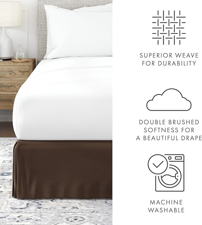 Linen Market Bed Skirt - Ultra Soft Microfiber - Easy Fit with 14 Inch Tailored Drop - Hotel Quality, Shrinkage & Fade Resistant - Bed Cover - Twin Bed Skirts - Bedroom Décor - (Twin, Chocolate)
