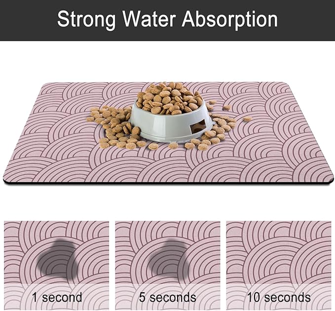 Dog Food Mat for Floors, Absorbent and Quick-Drying Pet Cat Food Mat,Anti-Fouling and Easy-to-Clean Pet Feeding Mat,Dog Bowl Mats for Messy Drinking Water Bowls.12 x20inch Boho Style