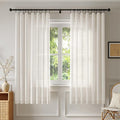 Anmao Natural Linen Curtains for Living Room 63 Inch Length 2 Panels Set, Light Filtering Semi Sheer Window Curtain Drapes for Bedroom with Curtain Rings and Clips, 52Wx63L, Ivory