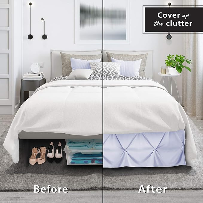 Nestl Ice Blue Bed Skirt King Size, Pinch Pleat King Bed Skirt, 14" Inch Drop King Bedskirt, Hotel Quality Ice Blue Bed Skirts, Premium Microfiber Bedskirt for King Bed, Ice Blue King Size Bed Skirt