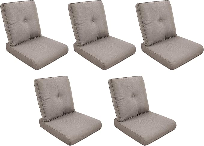 Patio Cushions for Outdoor Furniture - 22" x 25" x 4" UV Resistant Thick Foam Cushions Water Resistant Replacement Cushion for Outdoor Patio Furniture Chair/Sofa/Couch | Grey | 5-Pack |