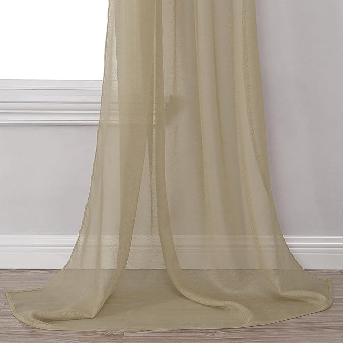 DONREN Taupe Window Scarf for Background - Luxury Soft Sheer Scarf Add to Window Curtains for Enhanced Effect (52 by 216 Inch,1 Pack)