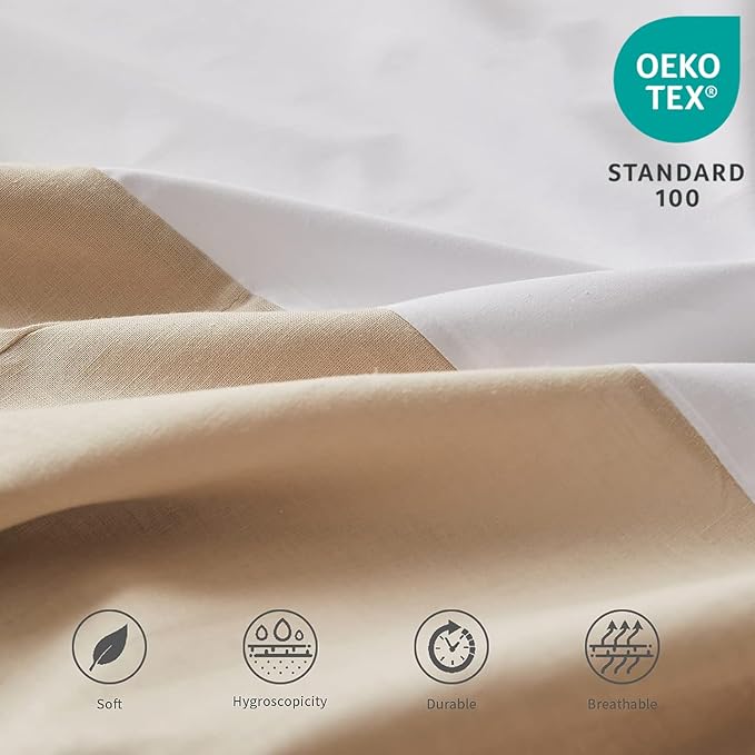 BISELINA French Linen Bed Skirt Split Corner with Button 14-Inch Tailored Drop Natural Flax Cotton Blend Basic Dust Ruffle Soft Cozy (14" Queen,Button Linen)