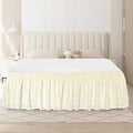 Queen Bed Skirt, Wrap-Around Elastic Ruffled Eyelet Bed Skirt Queen Size Dust Ruffle with Gathered Styling and Embroidered Details, 18" Drop Length (Light Yellow)