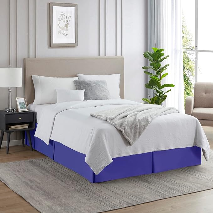 Nestl Royal Blue Bed Skirt Cal King Size - Cal King Bed Skirt 14 Inch Drop - Brushed Microfiber Bed Skirts - Hotel Quality Pleated Bed Skirt - Shrinkage & Fade Resistant