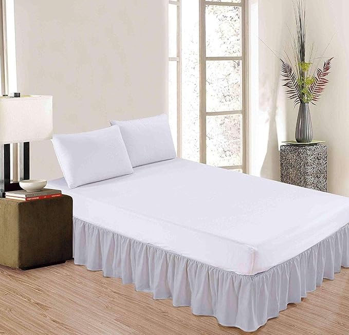 SlumberWell Full Bed Skirt with Split Corners, Soft Microfiber, 22 Inch Drop, Light Grey Solid, Elegant Ruffled Design