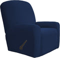 Easy-Going 4 Pieces Oversized Recliner Stretch Sofa Slipcover Sofa Cover Furniture Protector Couch Soft with Elastic Bottom Polyester Spandex Jacquard Fabric Small Checks Navy, X-Large